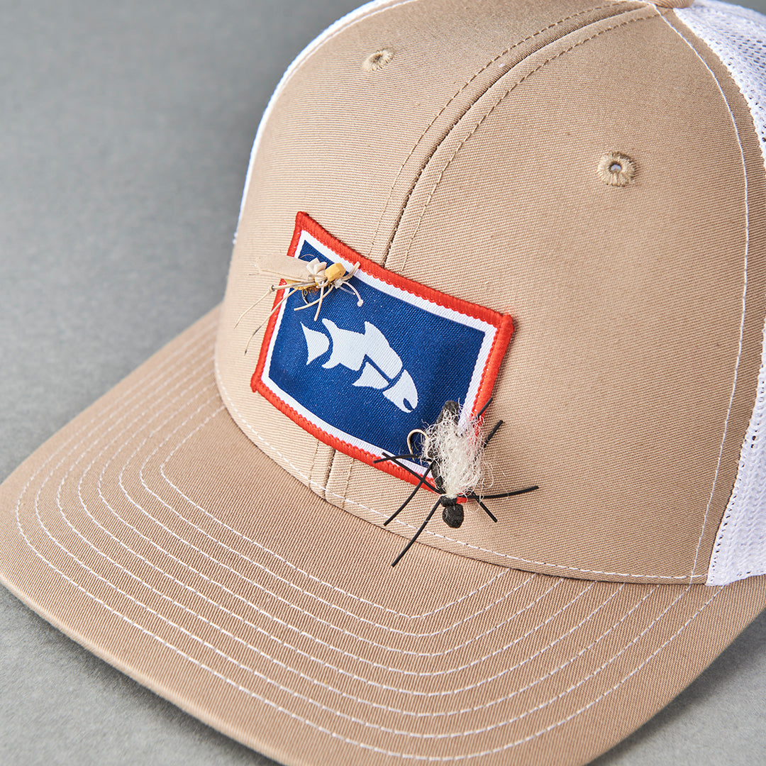 baseball hat fishing lures Give'r Wyo-Magnet Trout Hat Tan and White
